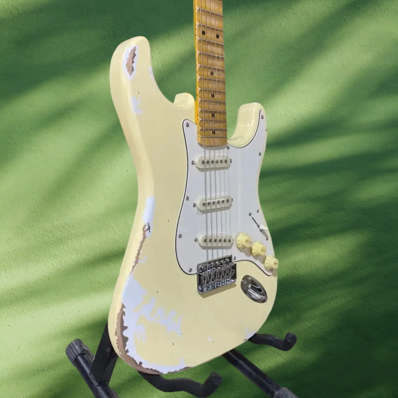 Vintage Milk Yellow STS 21 Frets Mengmu Duty 6 Strings Suitable for Beginners and Professionals Guitar