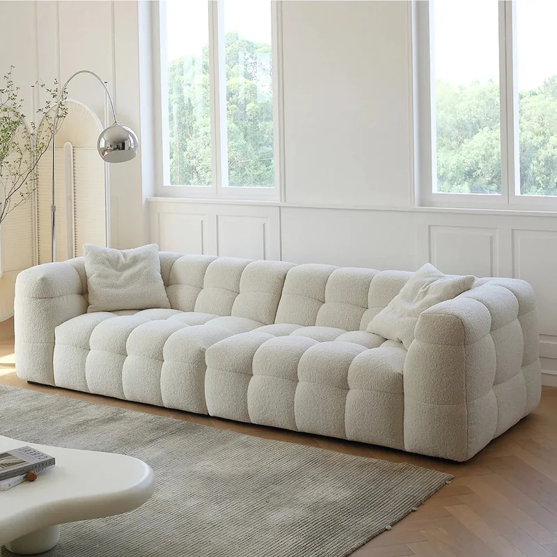 Modern Luxury Living Room Furniture Velvet Fabric Three Seat Sofa Villa Hotel Lobby Couch Straight Row Pull-up Sofa Set