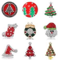 New Trendy Rhinestone Christmas wreath Tree Santa Claus Socks clay 18MM snap buttons for DIY snap jewelry Christmas Gift