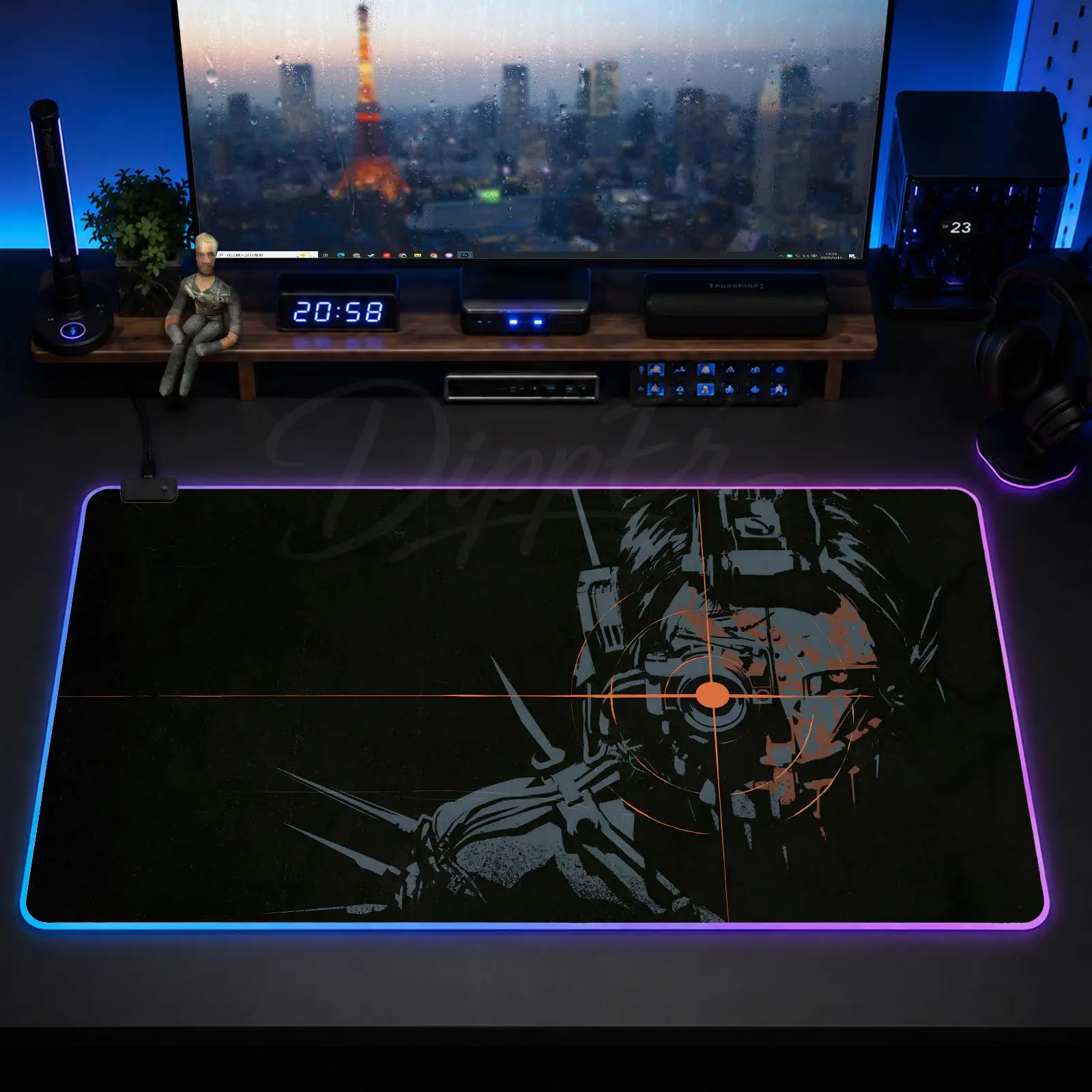 A-The Outlast Trials Mouse Pad Large Size LED Glowing Table Pad XXL Gaming Non-slip Rubber Mat With Backlight
