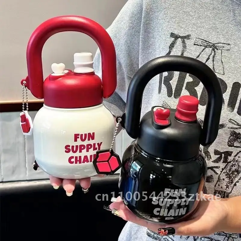 

Cartoon Children's Double Straw Thermos Cup 316 Stainless Steel Large Capacity 680ML High Value Color Big Belly Insulated Water
