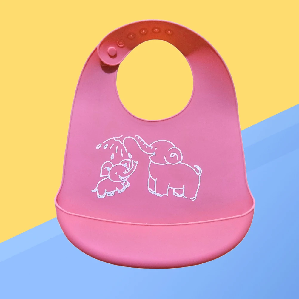 

Waterproof Baby Bibs Silicone Dinner Bibs Bibs Adjustable Feeding Care for Toddler(Pink)