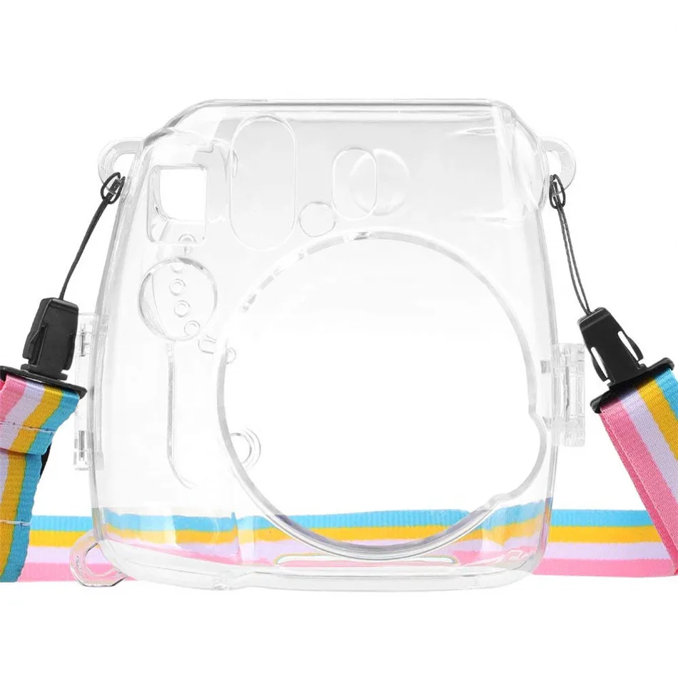 For Instax Mini 9 Case Transparent Plastic Cover Instant Camera Protect bag With Strap For Fujifilm Instax Mini 9/ 8 /8+