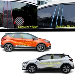 Car PC Material Pillar Post Cover Door Trim Window Molding Sticker Plate Accessories For Renault Captur Kaptur 2015-2019-2023