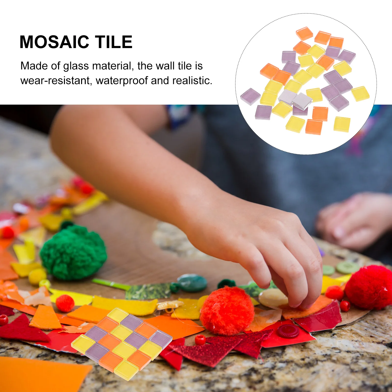 

300Pcs Glass Mosaic Tiles Waterproof Wear-Resistant Heat Humidity Resistant Modern Style Living Room Bedroom Kitchen Bathroom