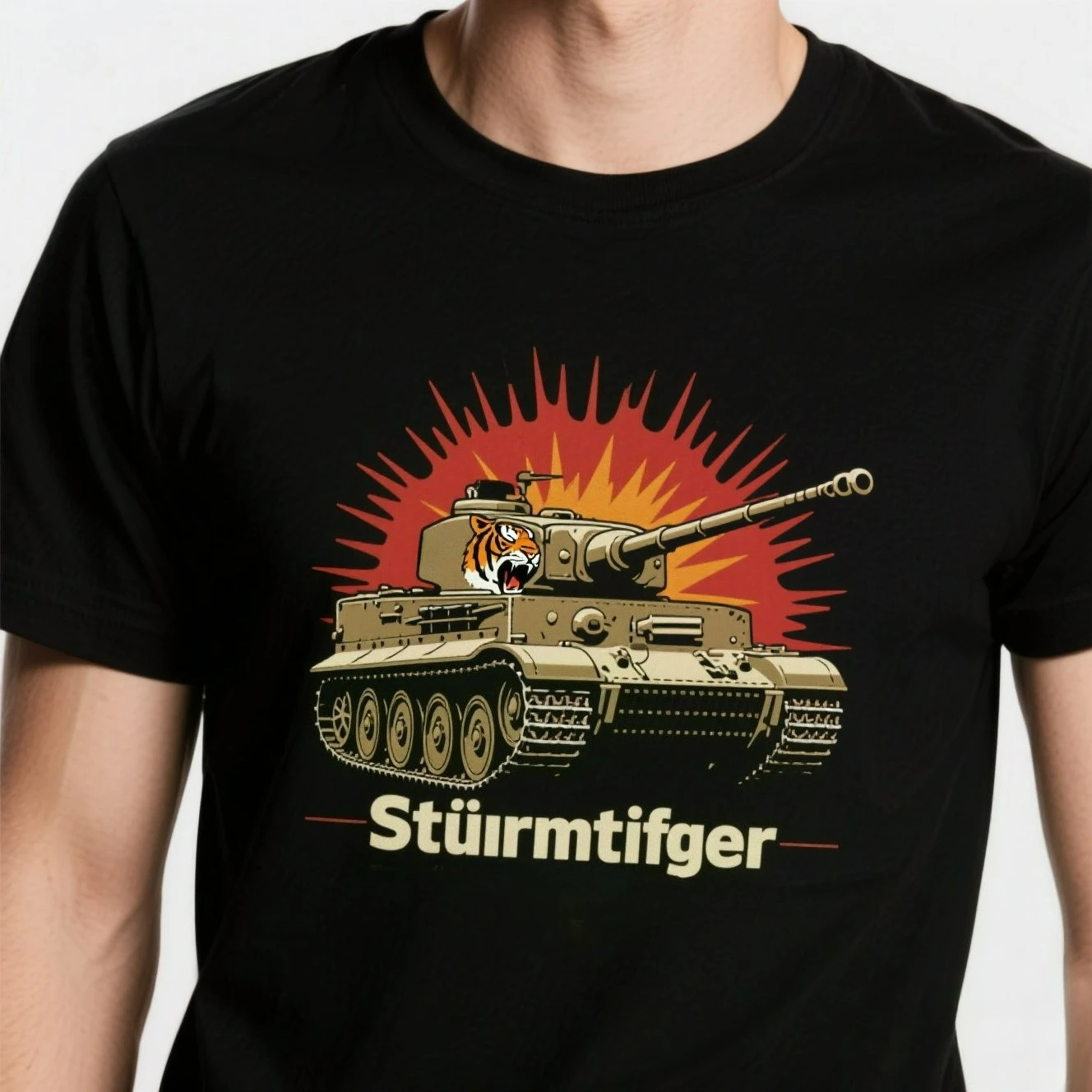 Sturmtiger  Heavy Tank Thunderstorms Tiger Panzer T-Shirt. Summer Cotton Short Sleeve O-Neck Mens T Shirt New S-3XL