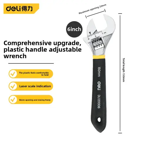 6/8/10/12 Inch Universal Spanners Black Rubber Non-slip Handle Adjustable Wrench Multifunction Auto Mechanic Maintenance Tools