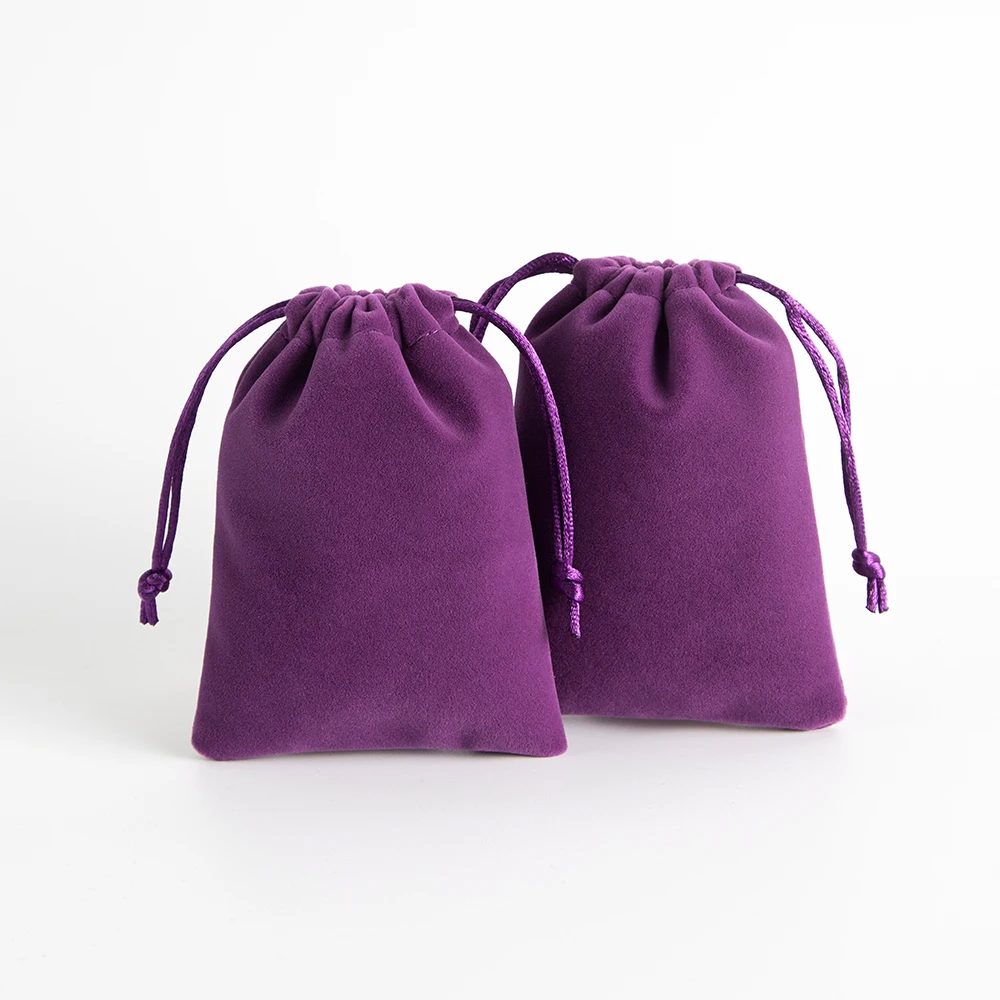 5pcs Luxury Pink Velvet Drawstring Pouch Set