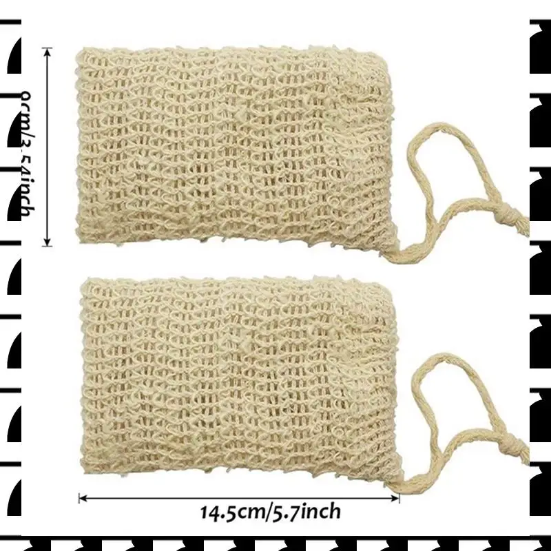

A44U 60 Pcs Natural Sisal Soap Bag Exfoliating Soap Saver Pouch Holder