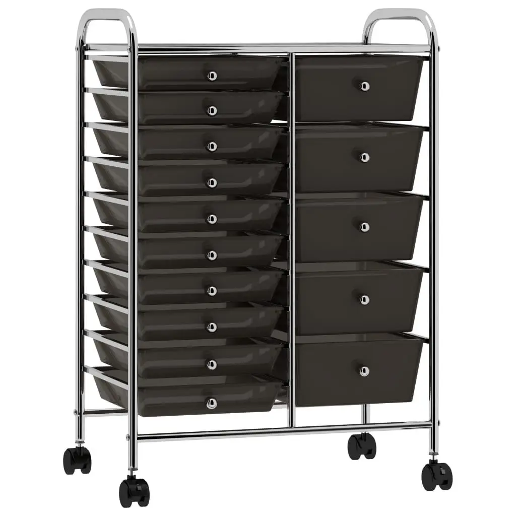 

XXL 15-Drawer Mobile Storage Trolley Black Plastic