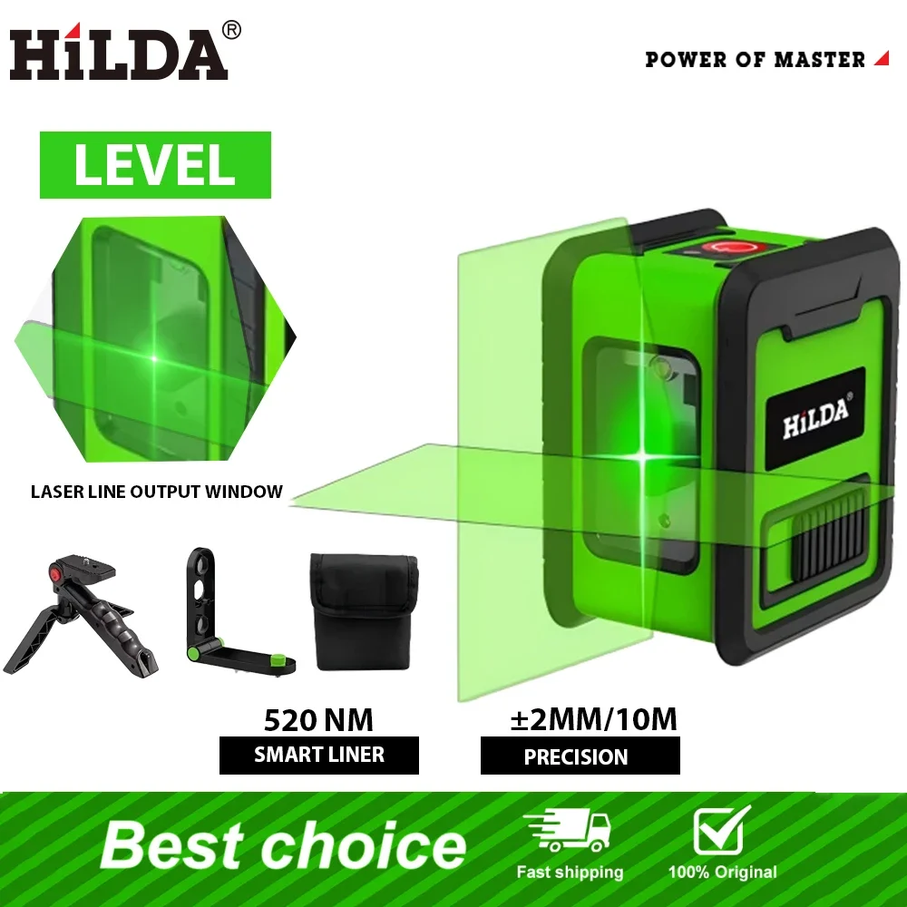 HILDA Laser-Niveaumessgerät, 2-zeilig, Kreuzgrüner Nivel-Laser, horizontaler und vertikaler Nivel-Laser, selbstnivellierend, лаidina), Männern, Geschenk