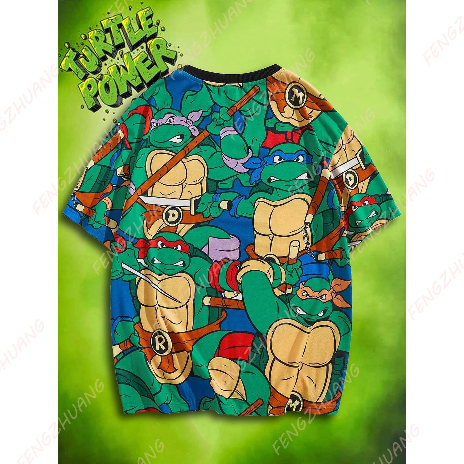 Camiseta con estampado animado para adolescentes Mutant NinJA Turtles X SHEIN, camisetas Unisex de verano, gran oferta, camisetas informales caprichosas