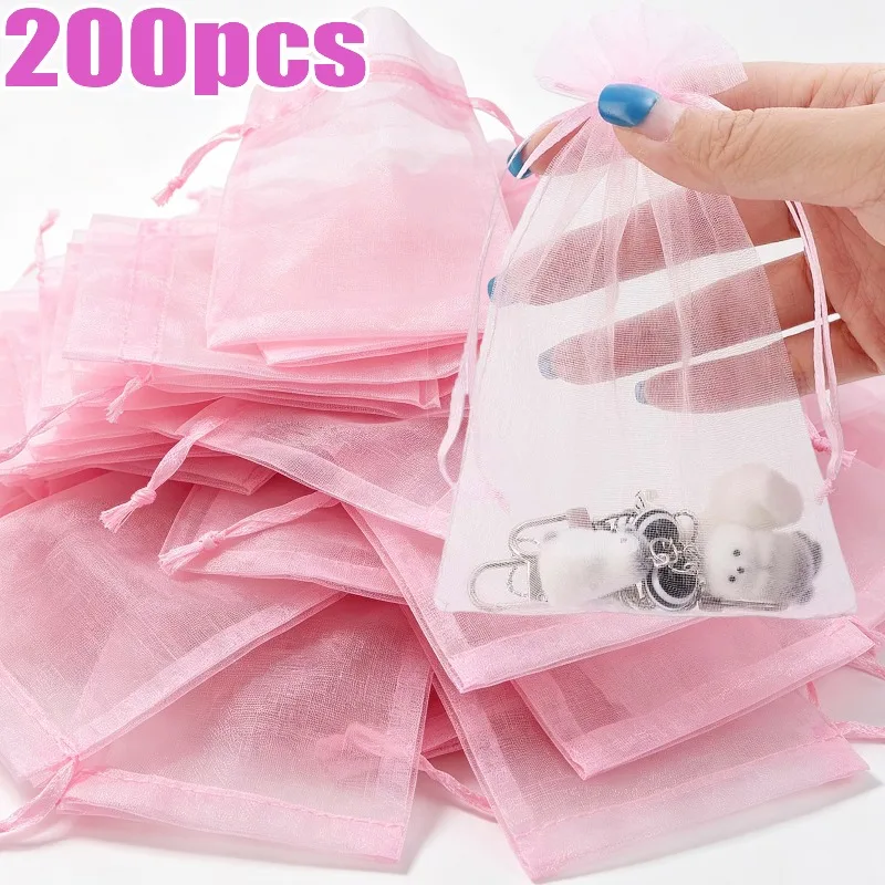 Lightweight Organza Jewelry Storage Bags Drawstring Mesh Trinket Pouches Gift Packaging Sacks for Earrings Bracelets DIY Crafts