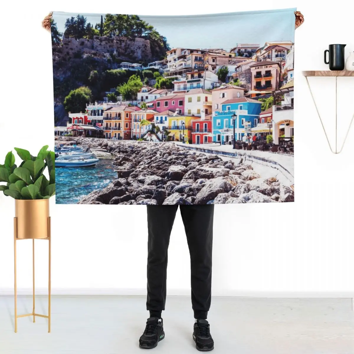 

Parga, Preveza, in Epirus, Greece Throw Blanket Soft Solid Color Blanket for Couch Bed