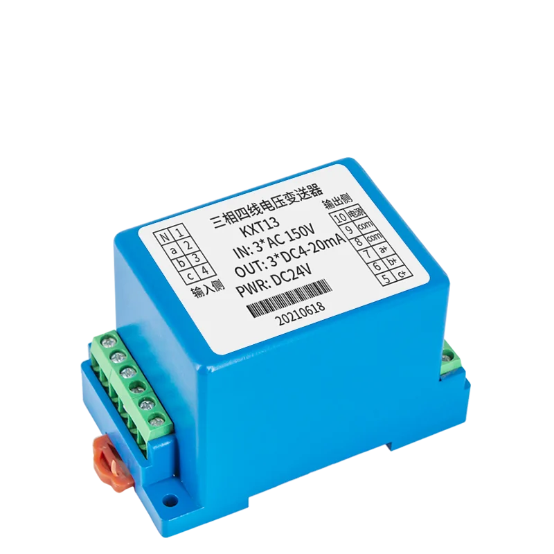 AC 0-100V 0-220V 0-380V 0-465V 0-500V DC24V 3 Phase Voltage Transmitter 4-20mA 0-10V 0-5V 1-5V Output AC Voltage Sensor