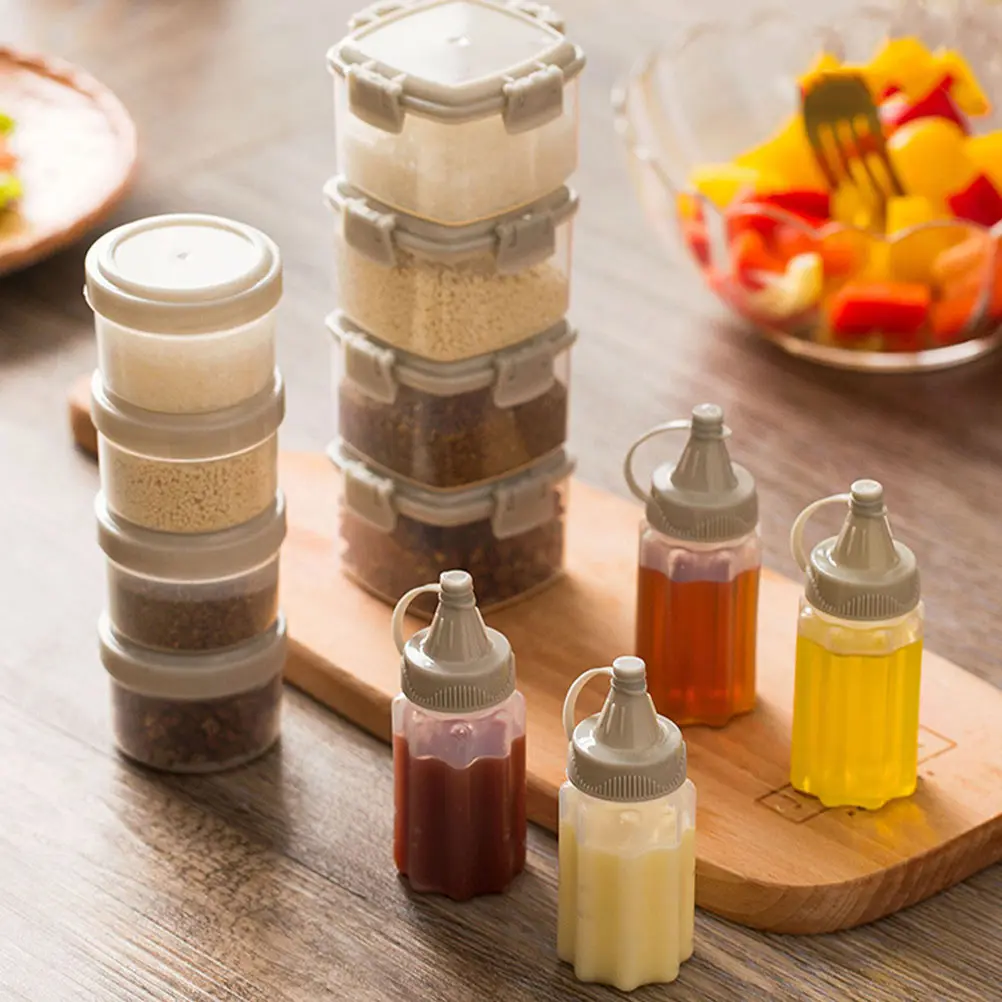 

4 Pcs Squeezing Bottles Kitchen Gadgets Seasoning Condiment Squirt Bottles Containers Easy Clean Safe Practical Storage