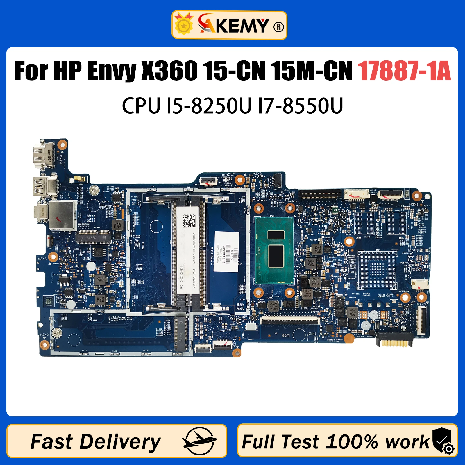 

AKEMY 17887-1A Материнская плата для ноутбука HP Envy 15-CN 15M-CN Материнская плата I5-8250U I7-8550U Процессор DDR4 L194