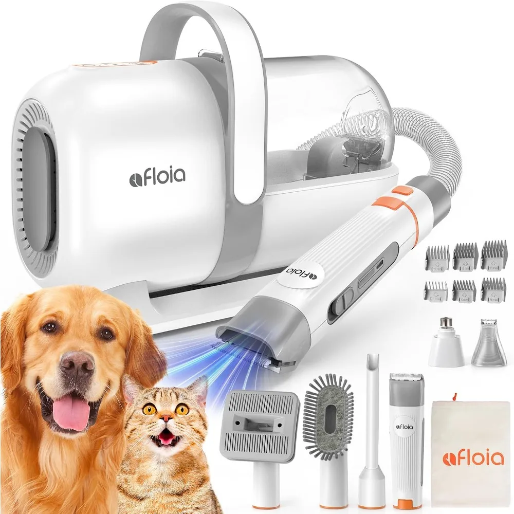 All-in-One Dog Grooming Kit: Clippers, Nail Grinder, 1.5L Dust Cup, 3 Suction Levels, Low-Noise
