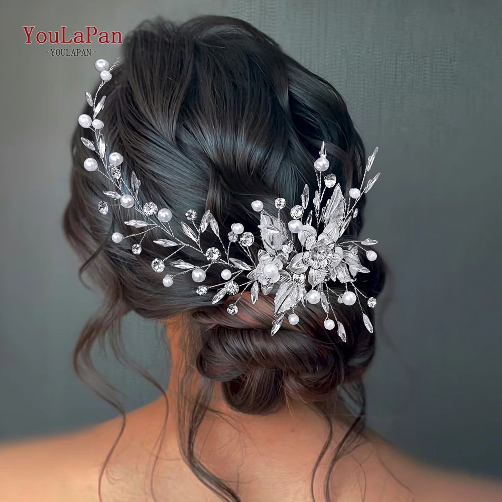 

YouLaPan Trendy Elegant Alloy Flower Bride Hair Vine Headband Pearl Rhinestone Wedding Hair Band Headpieces Accessories HP937