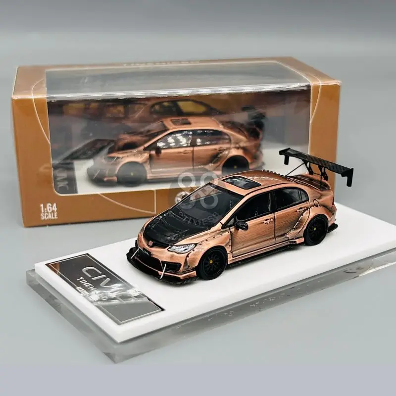 TimeMicro1:64 Honda Civic Explosion modified Rose Gold bronzing alloy car model