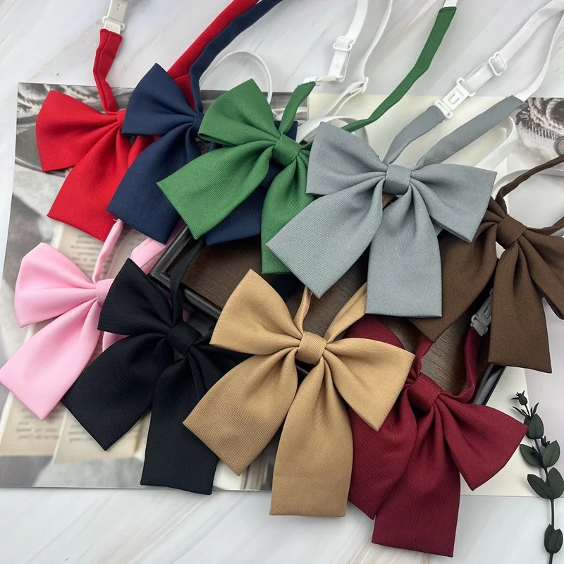 JK Bowties para fêmea, cor marrom sólida gravatas, camisa estilo estudante academia, colarinho, gravata grande, acessórios de vestido formal