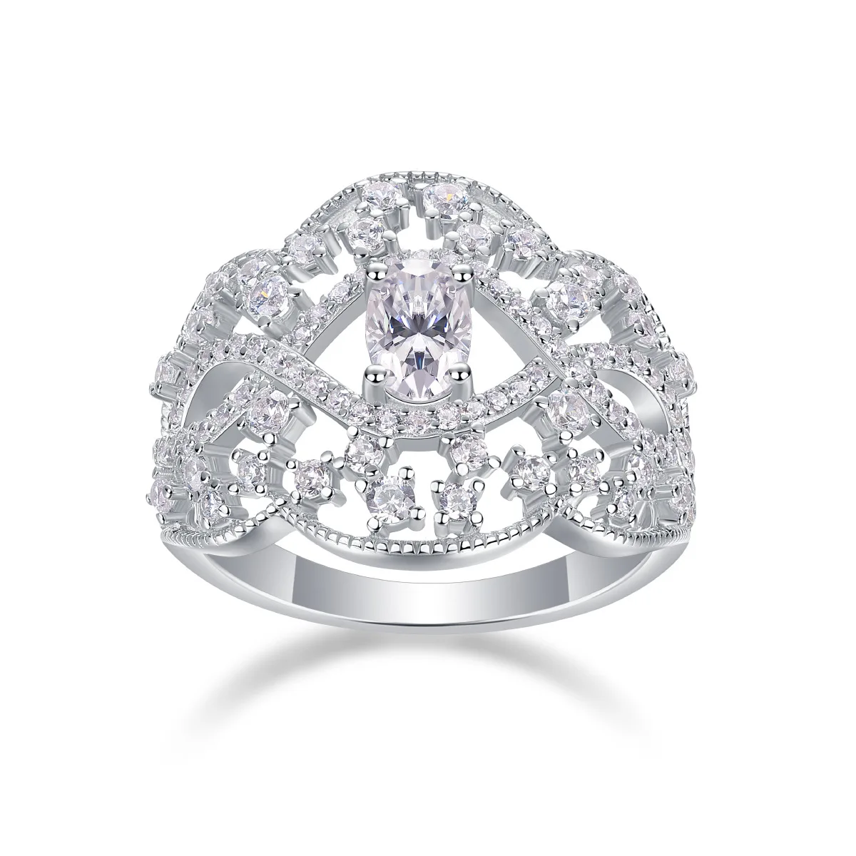 

1Ct Oval Cut Moissanite Heart Ring Vintage Filigree S925 Silver D Color VVS1 Engagement Wedding Bridal Jewelry For Women