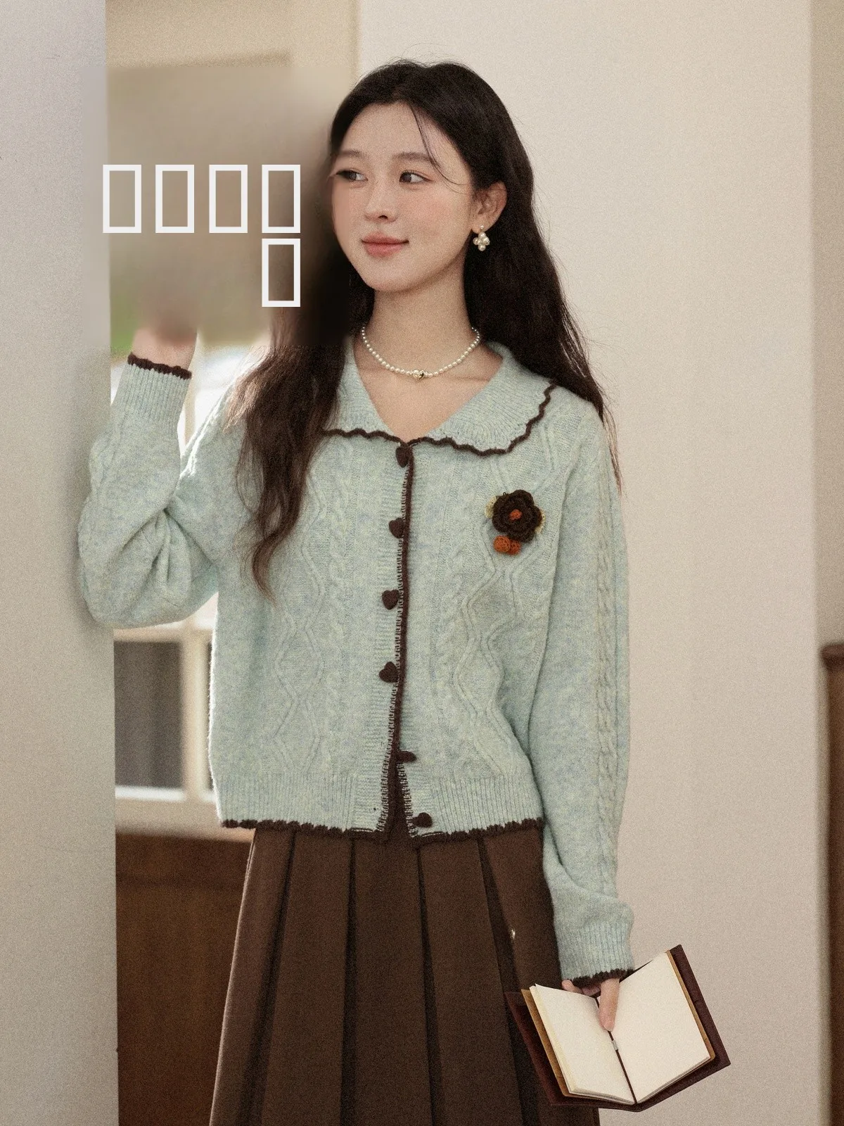 

een Knitted Cardigan Ladylike Doll Collar Commute Sle Women's Faion Autumn New Arrival Long Sve Regular Fit Sweater