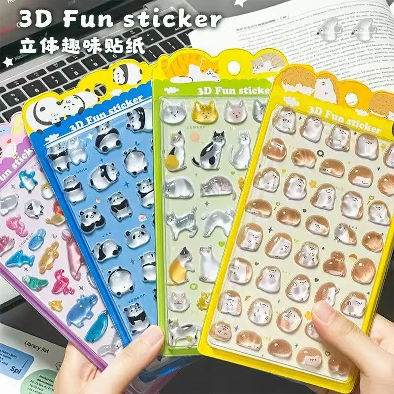 

4 типа Nekoni 3D животные хрустальные наклейки мультфильм тисненный материал справочника чехол для мобильного телефона Diy декоративные наклейки подарки