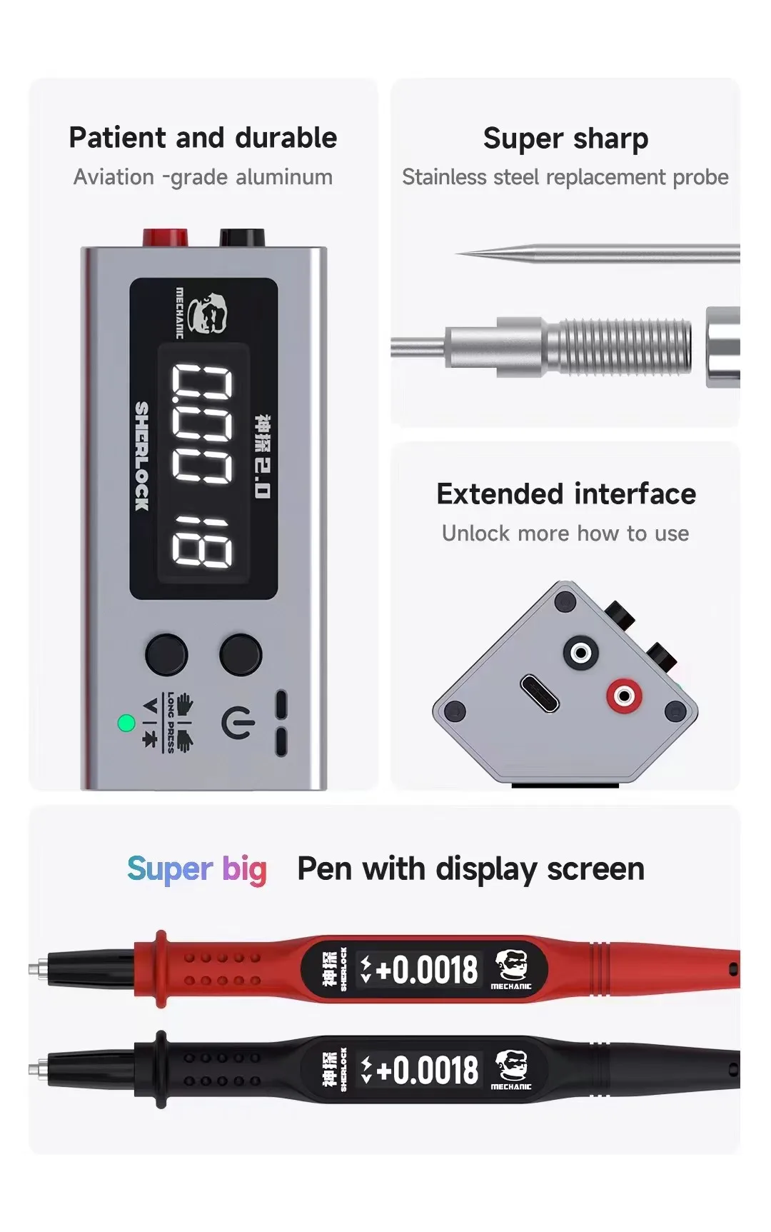 Professional Multimeter Voltage Universal Tester Digital Internal Resistance Meter with Repair Pen Detector for IC Motherboard