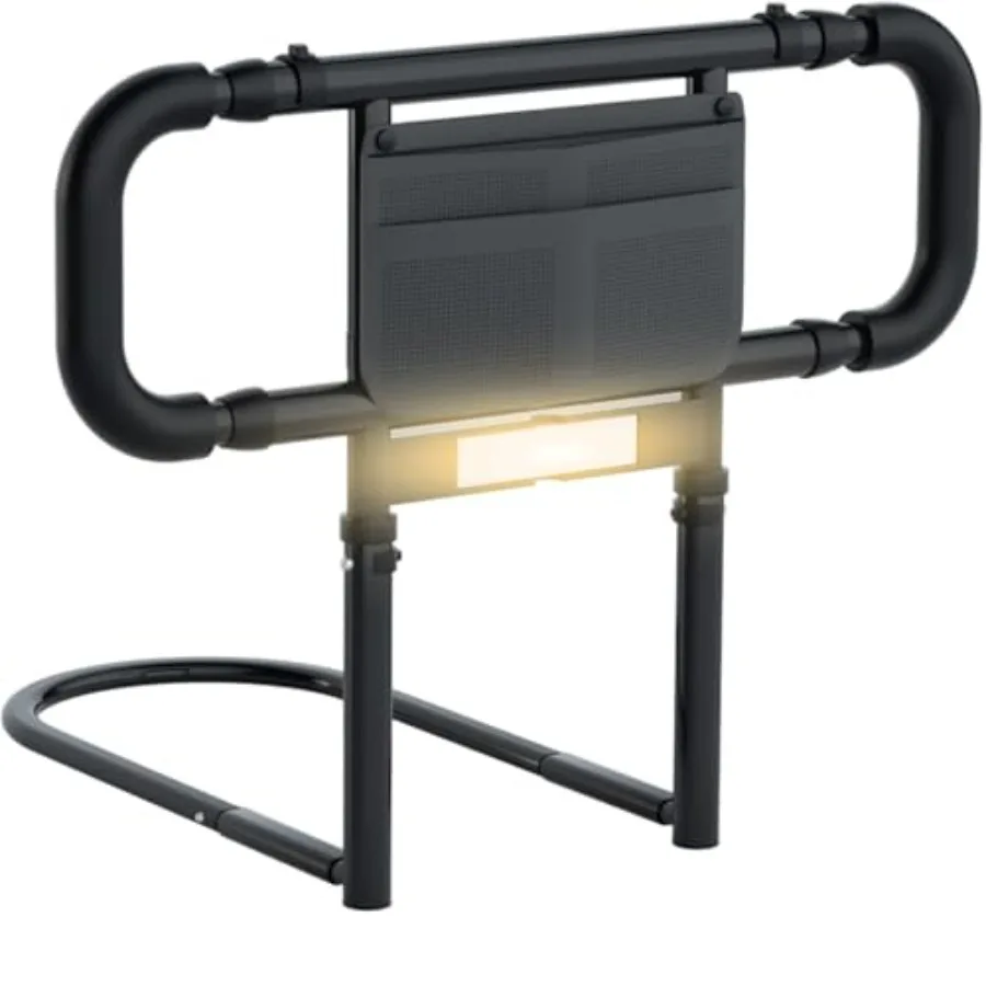 

Bed Rails for Elderly Adults Safety: Elderly Assistance Products with Adjustable Double Grips Storage Pocket Motion Sensor Ligh