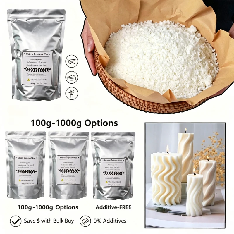 2026 100g-1kg Hojuelas de Cera de Soja Natural, Kit para Hacer Velas DIY Sin Aditivos, Cera Premium para Velas Aromáticas, Suministros Ecológicos