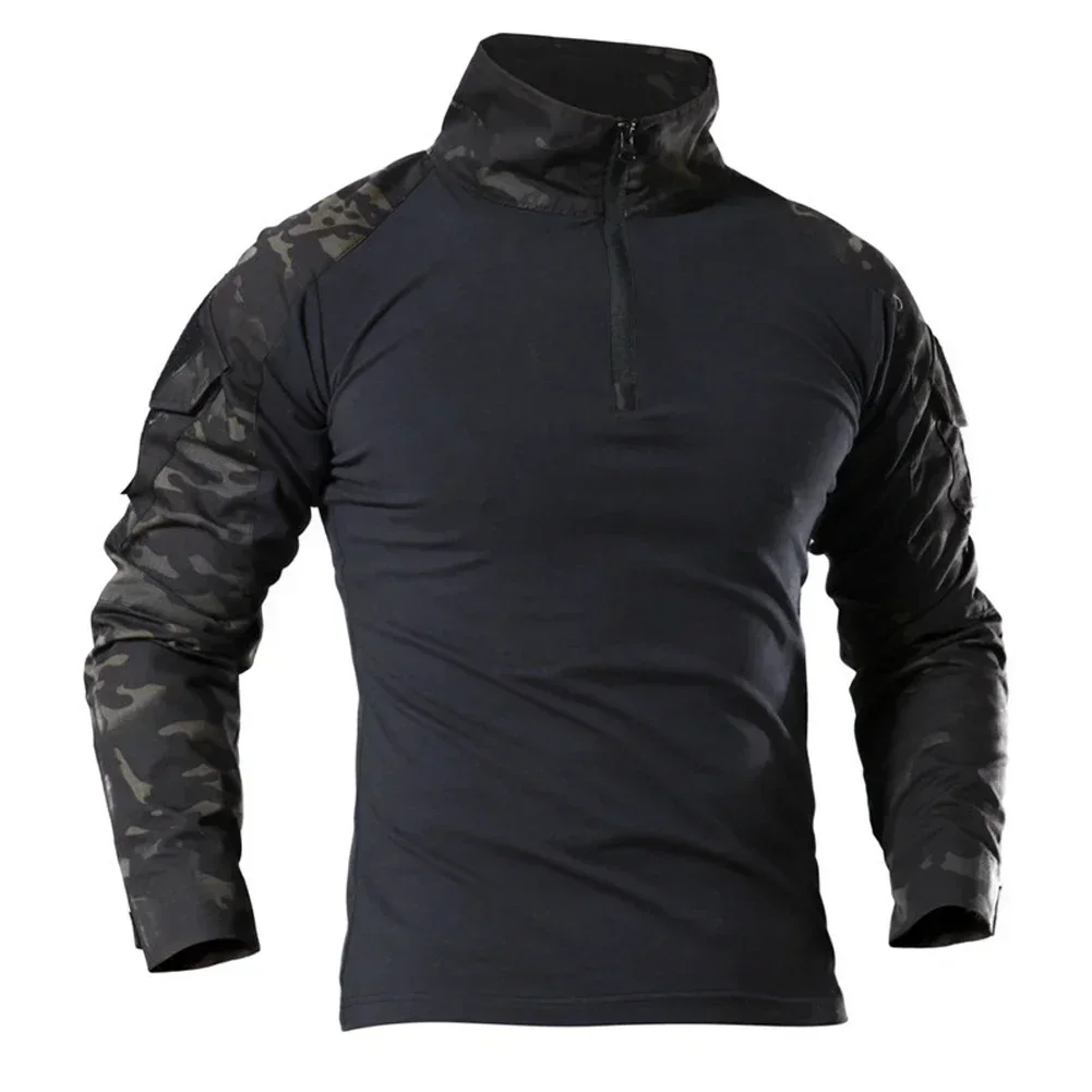 Men's Camouflage Tactical Long-Sleeved Tops Men Long Sleeve Soldiers Combat T-Shirt Cotton Camo Men Uniform Airsoft Shirts