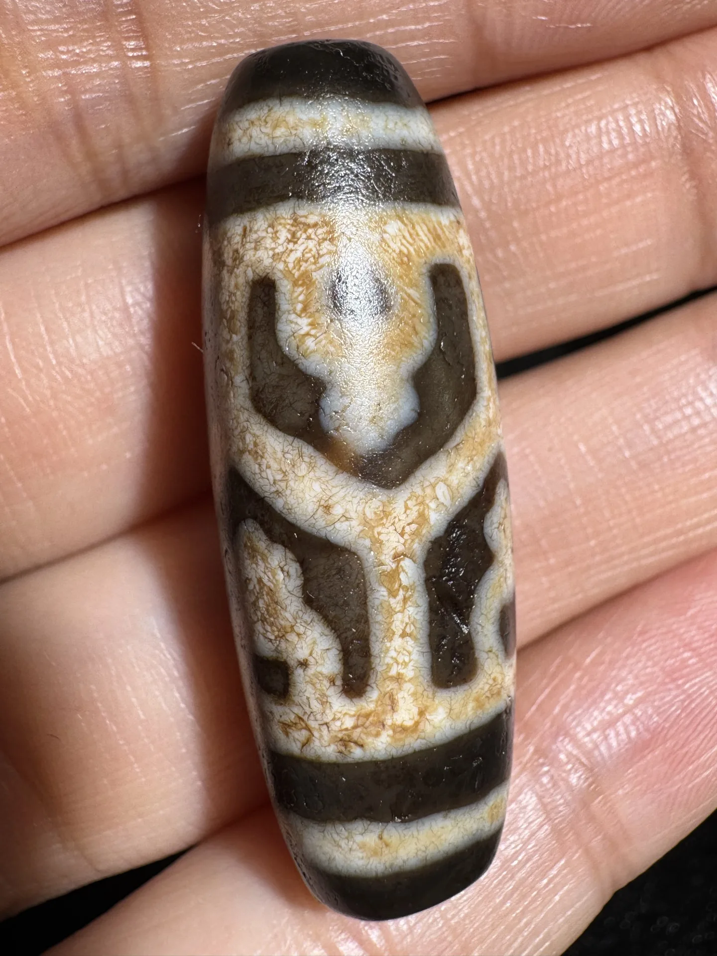 Tibetan Fire Offering Six Treasures Vase Dzi Pendant Necklace 14x40mm