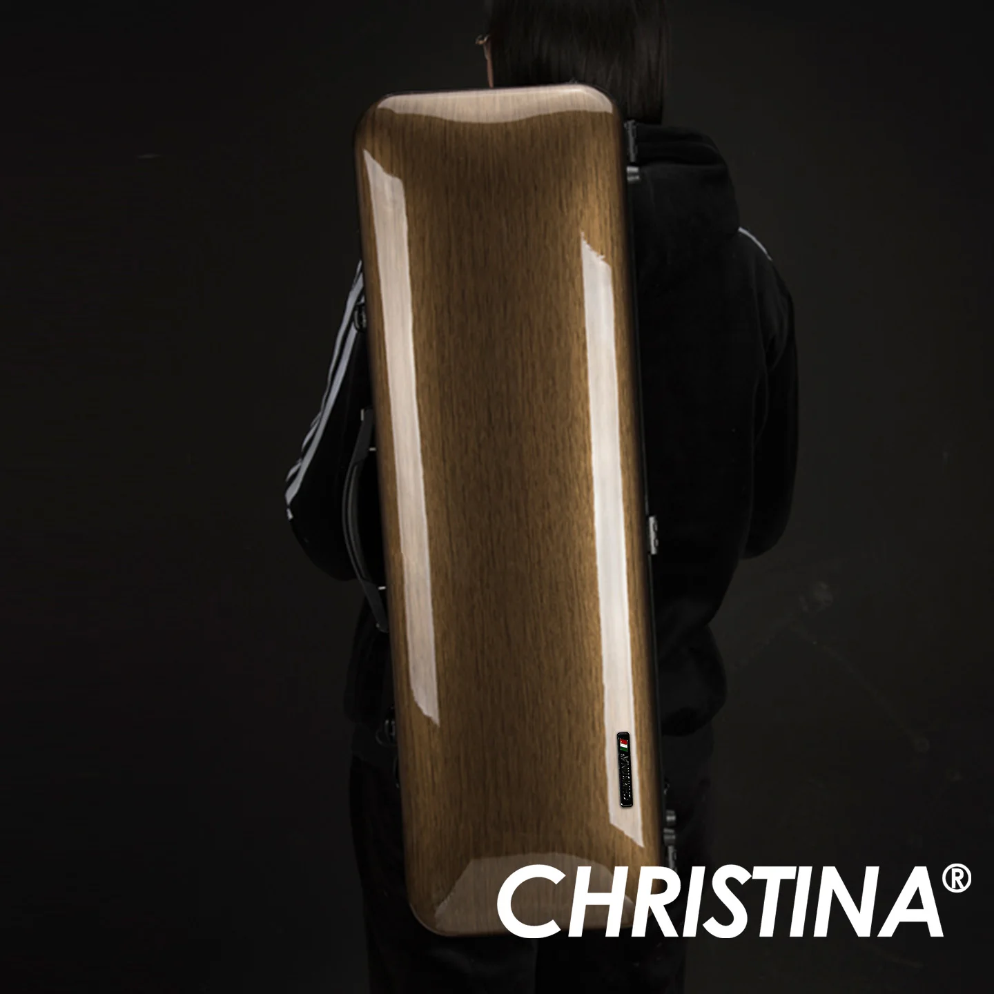 CHRISTINA Violin Case Rectangular Case 4/4 Size Dark Gold Lightweight Waterproof Composite Materials with Straps VB08