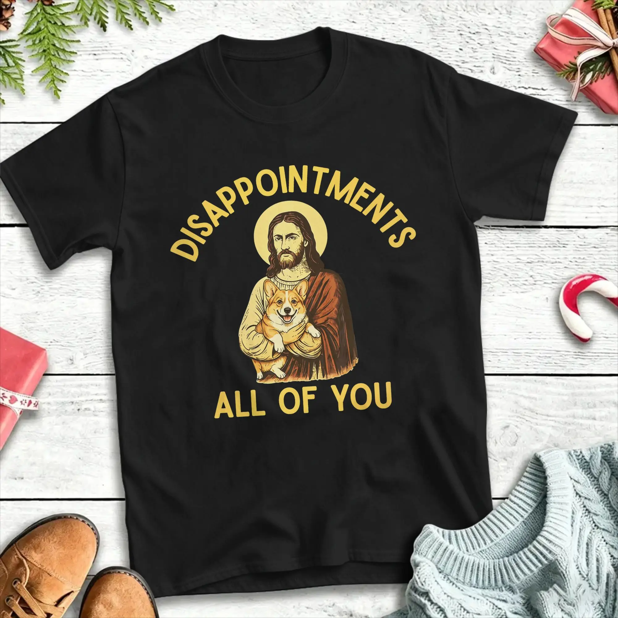 Couple T Shirt Disappointments All of You Funny Jesus Holding Dog T Shirts Hip Hop  Summer Tees Streetwear Cotton Tops Plus Size