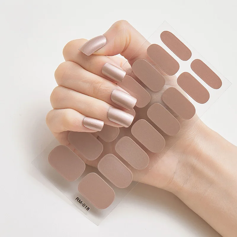 Baking Free Nail Stickers Wholesale Metallic feeling Solid Color Nail Stickers Simple Waterproof Nail Stickers Full Color
