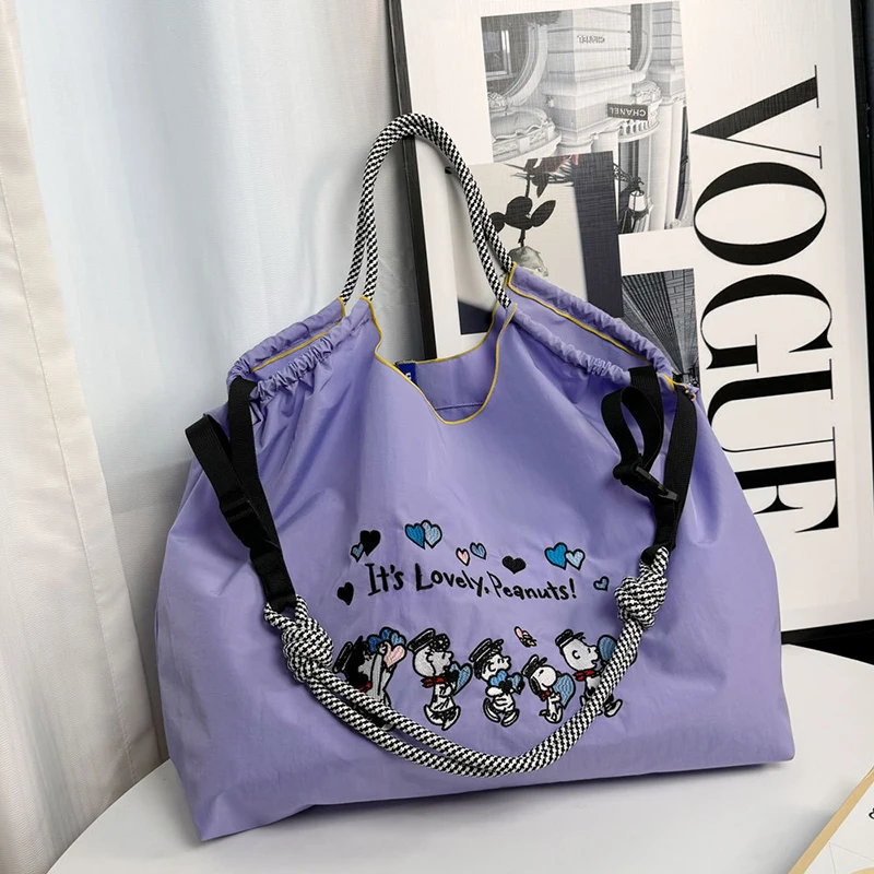 Ball&Chain Purple Love Environmental Bag Cartoon Nylon Embroidery Shopping Bag Canvas Handbag Storage Shoulder Bag Girls Gifts