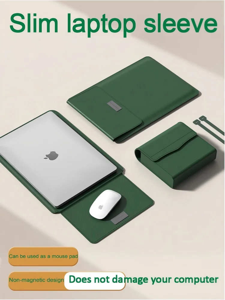 for Macbook Air 12-13-14/15-16 Inch Laptop Sleeve Holder Automatic Closing Multifunction Carrying Pouch with Stand Leather
