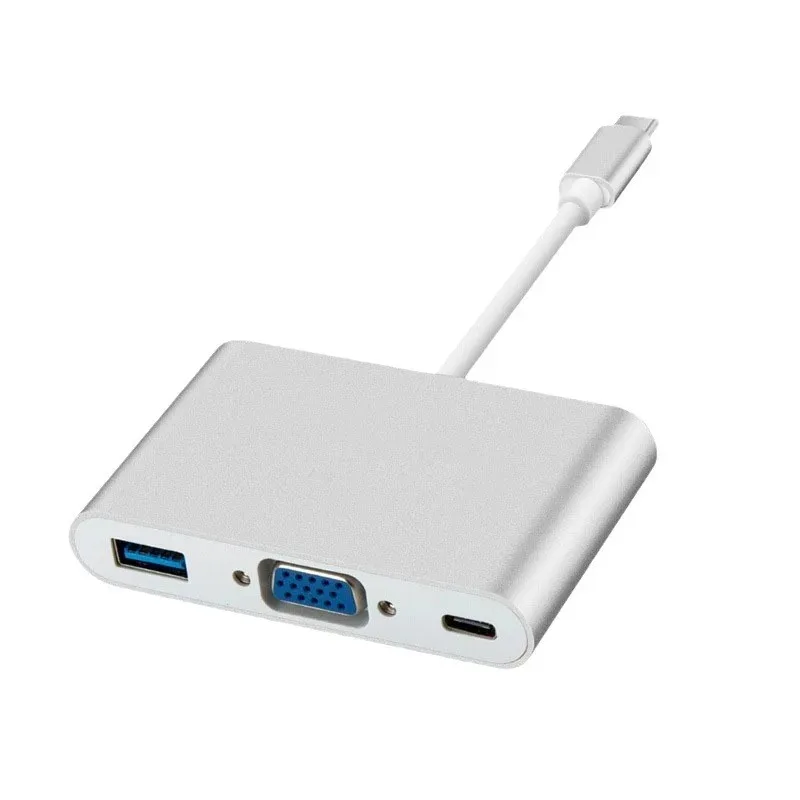 Station d'accueil Thunderbolt3/4 vers VGA 1080P, USB 3.0 PD 60W, charge rapide, hub 3 en 1 pour ordinateur portable, moniteur HDTV, budgétaire