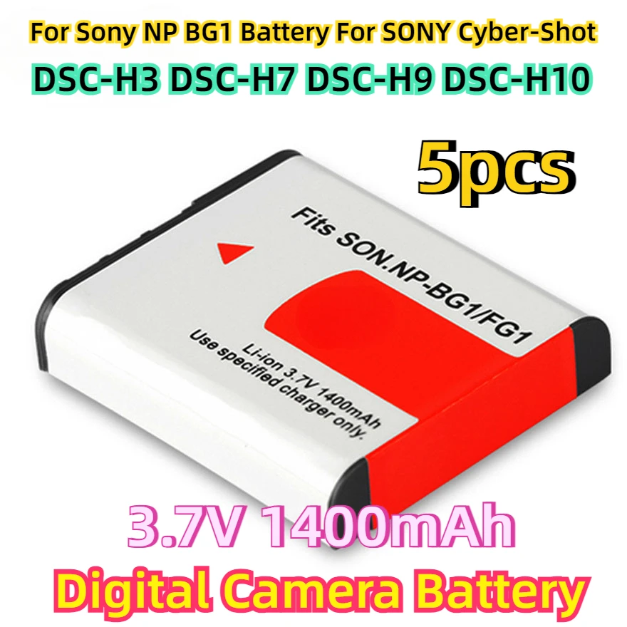 For Sony NP BG1 Battery For SONY Cyber-Shot DSC-H3 DSC-H7 DSC-H9 DSC-H10 Camera 5pcs NP-BG1 3.7V 1400mAh Digital Camera Battery