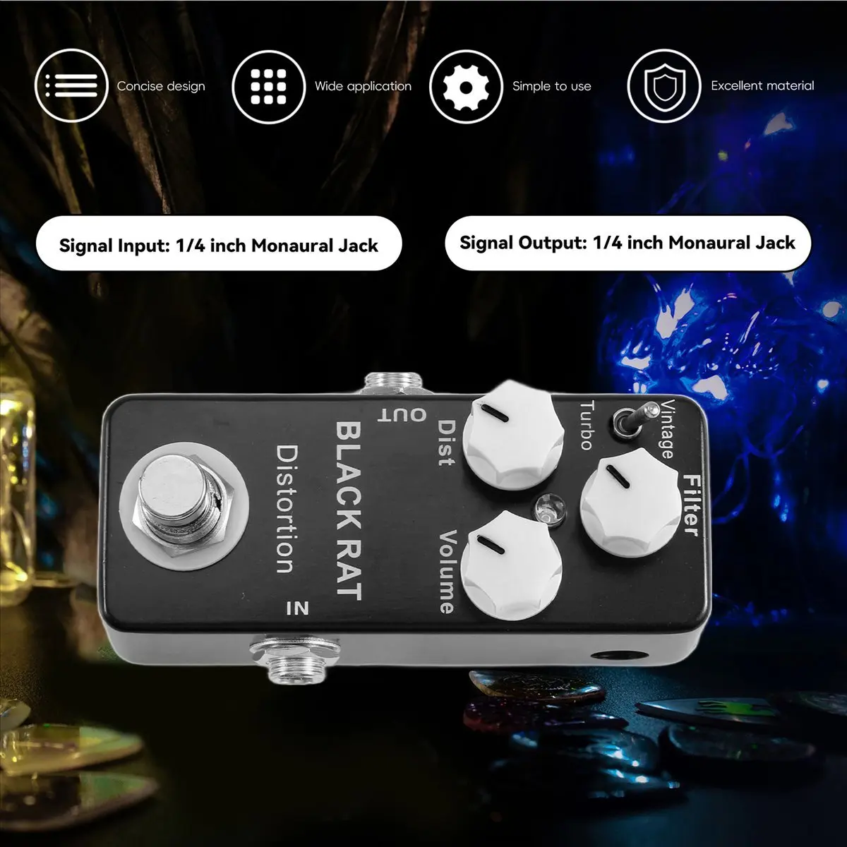 【HOT!TURE】Mosky Black RAT Distortion Mini Guitar Effect Pedal view 5