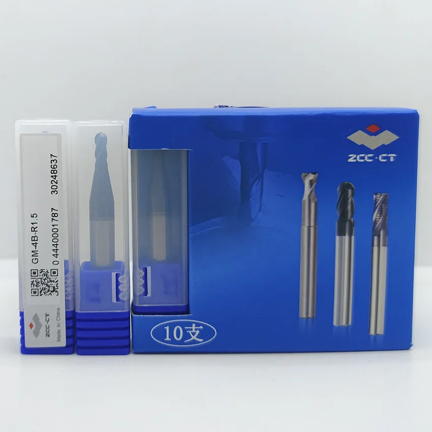 GM-4B-R1.5 ZCC.CT GM-4B Four edge straight shank ball end mill D3.0R1.5*6*6*50 4T ball nose end mills 4 Flutes Ball End mills