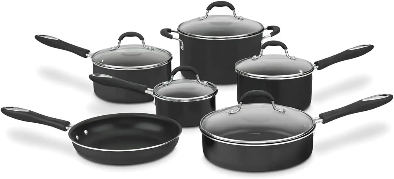 

11-Piece Nonstick Cookware Set with Aluminum Core for Even Heating, Dishwasher Safe, Easy Grip Handles
