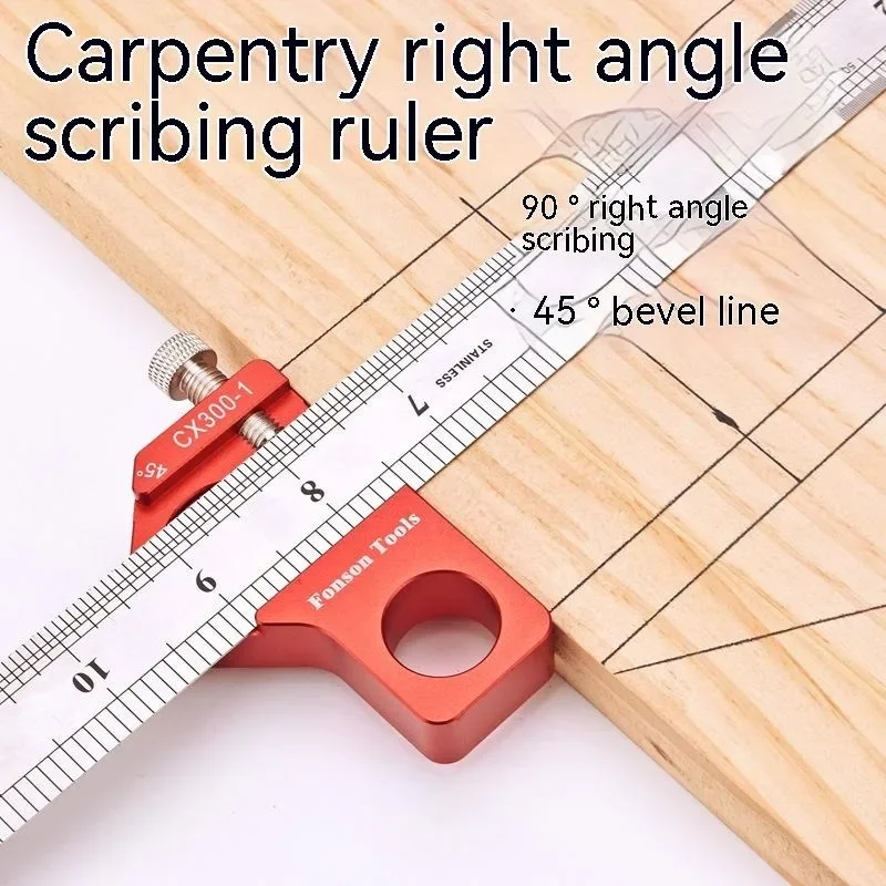 Steel Ruler Positioning Block 45/60/90 Degree Angle Scriber Line Marking Gauge Woodworking Square Scribe Tools for Ruler Locator