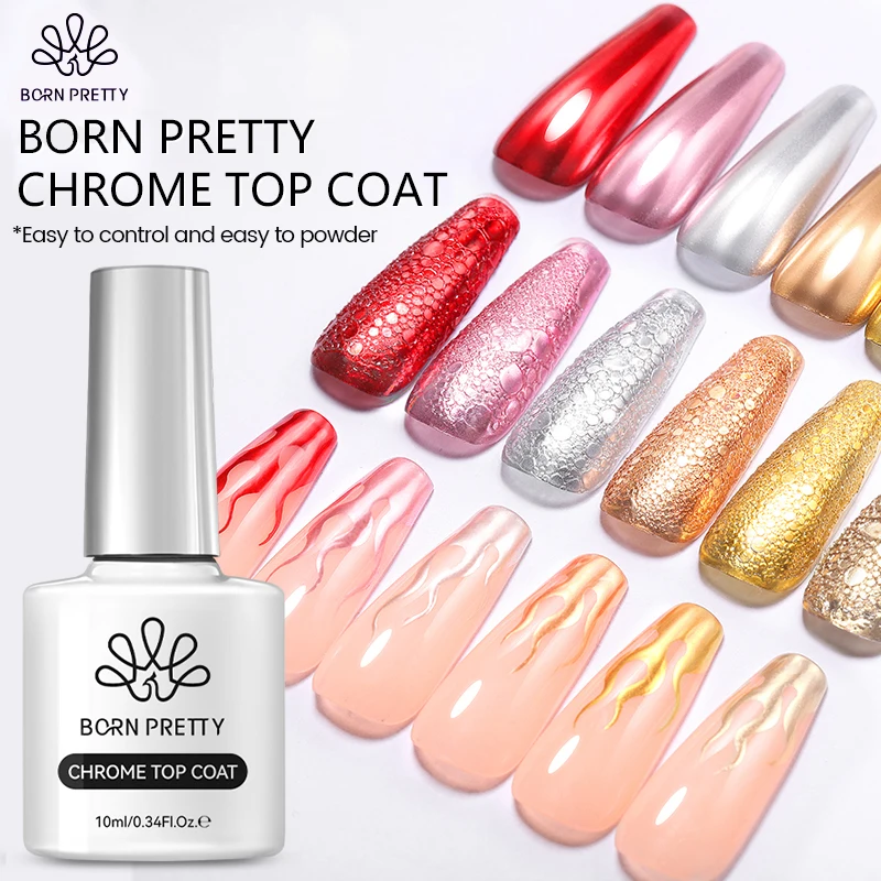 BORN PRETTY 10ml Power-Resist Matte Top Coat Gel Nail Polish Off UV Gel Semi-Permanent Metal Glitter Powder Functiona Top Coat