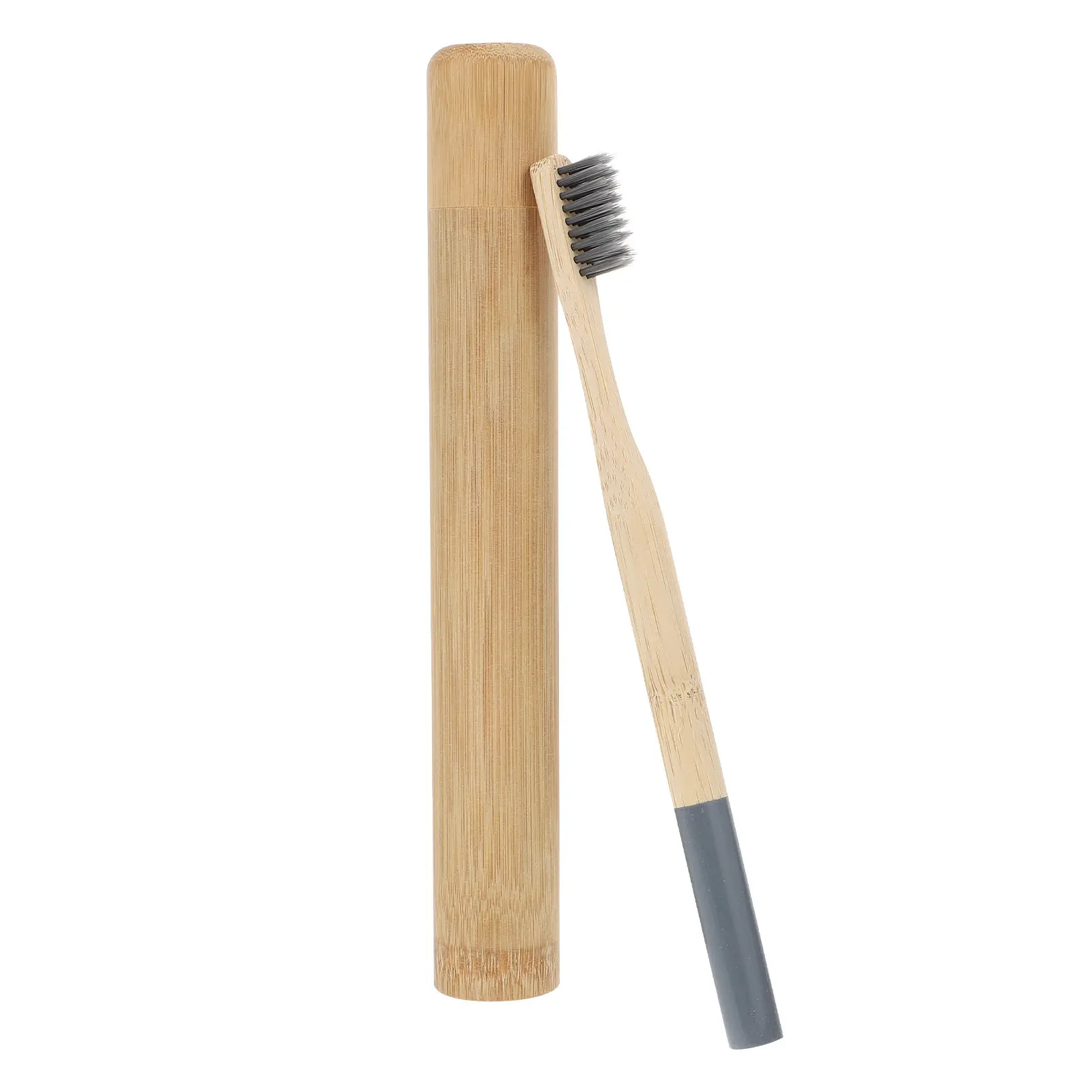 Sustainable Bamboo Toothbrush with Bamboo Storage Tube Smooth Handle Ergonomic Design Oral Care Supply for Teeth and Health