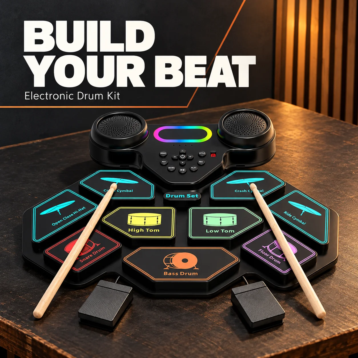 Electronic Drum Set Roll Up - 9 Pads Portable Electronic Drum Set