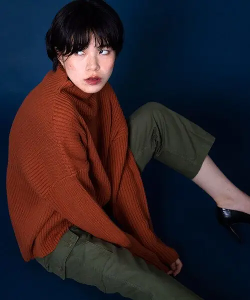 

Loose Semi-High Ne Knitted Sweater Autumn Winter New Sle Versatile All-Match Overhead Knitwear Pure Color Commute Sle