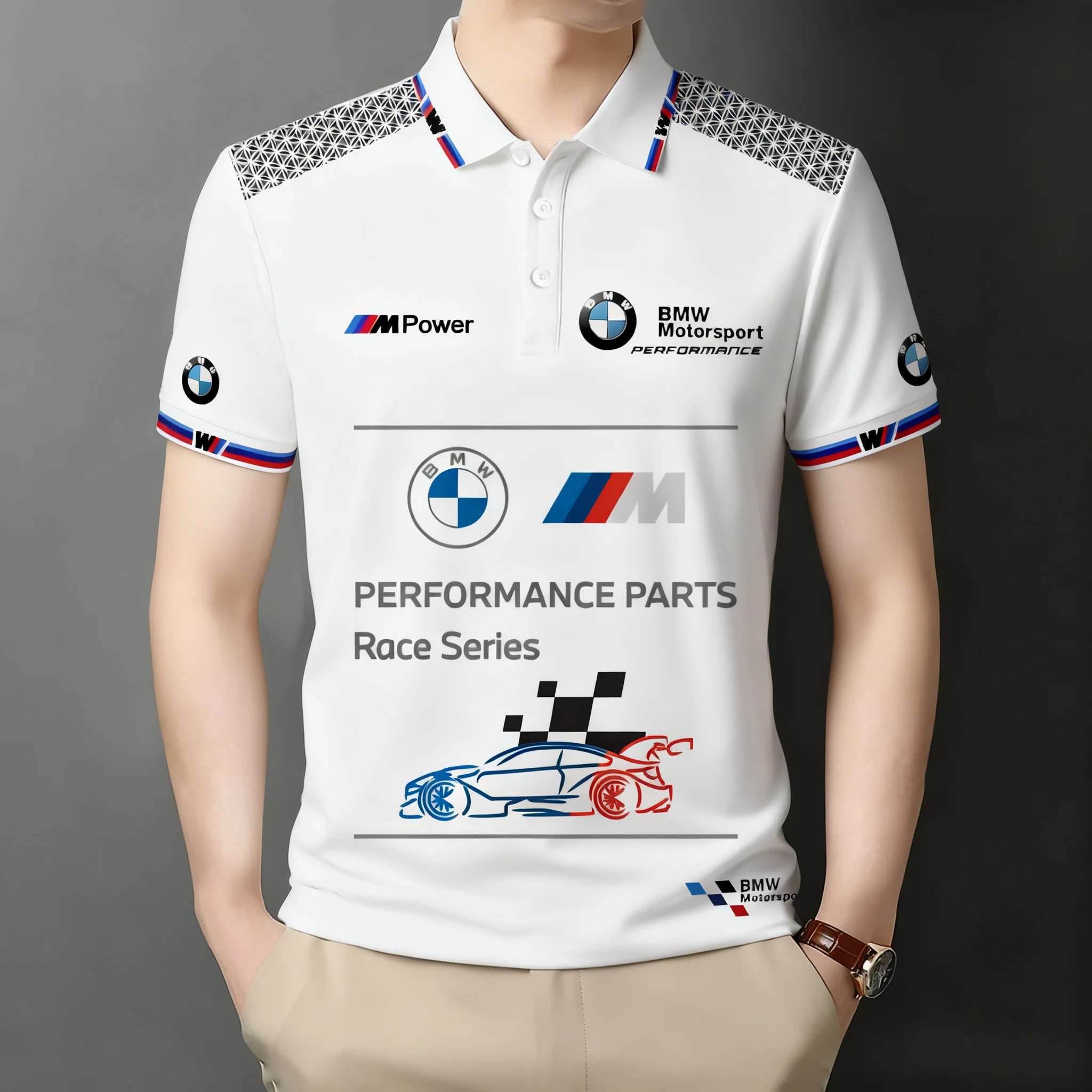 

Летняя рубашка-поло BMW, мужская свободная модная быстросохнущая рубашка с коротким рукавом для гонок на мотоциклах, велосипедный костюм, футболка с лацканами для мужчин