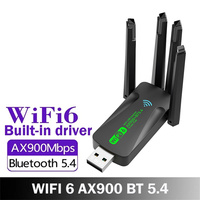 USB WiFi 6 AX900 Bluetooth 5.4 Adapter 2in1 Dongle 2.4G&5GHz With 4 Antenna Network Wireless Receiver For Windows 10/11